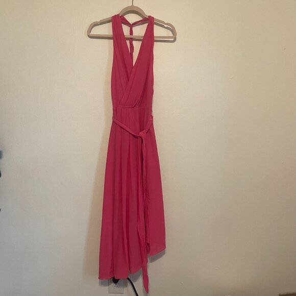 Equipment Femme | Raspberry Sorbet Pink Alejandra Midi Silk Dress 2 - Picture 3 of 8